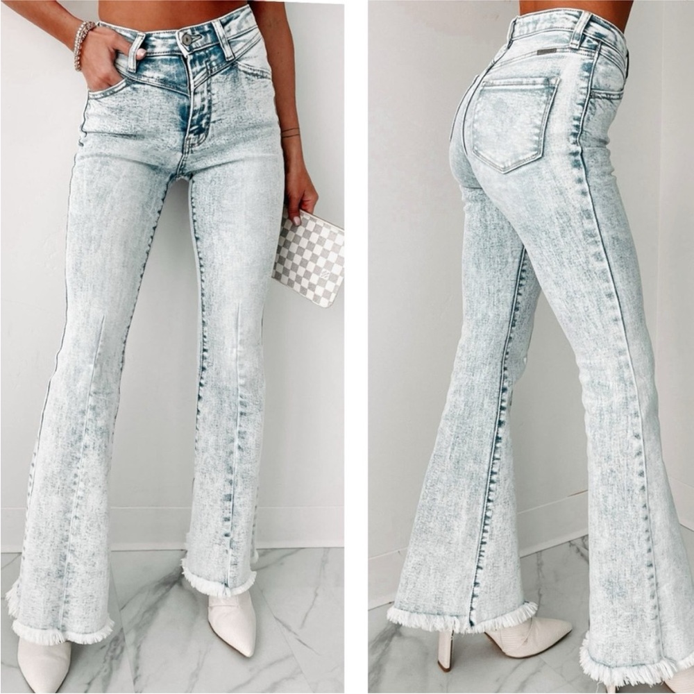 Kancan acid wash high rise flare denim jeans - Picture 12 of 12